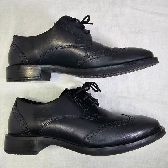 Ecco Sartorelle 25 Tailored Genuine Leather Classic Wingtip Derby Oxfords Shoes - Picture 2 of 11